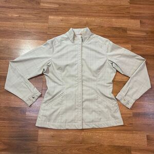 Nike Fit Dry Golf Jacket Cream Plaid | Women Size Medium